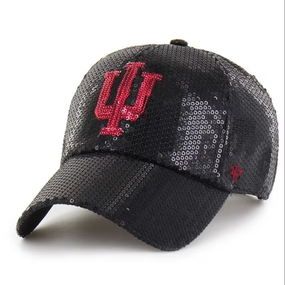 47 Indiana Hoosiers Black Dazzle Logo Clean Up Womens Adjustable Hat